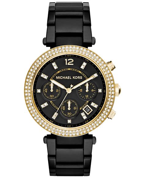 michael kors black leather womens watch|macy's women's watches Michael Kors.